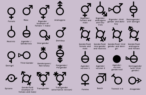 Just a few of the possible gender identities for you to choose between 